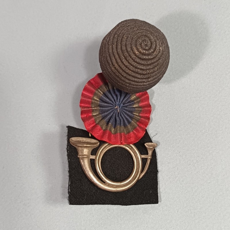 ATTRIBUT OU PLAQUE DE KEPI D'OFFICIERS ET ADJUDANTS MODELE 1886 OFFICIER DES CHASSEURS A PIED OU ALPINS